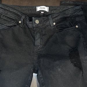 NWOT PAIGE DENIM BLACK DISTRESSED DENIM JEANS FOR WOMEN SIZE 29
